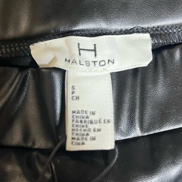 Halston Black Faux Leather Seam Detail Pants, Size S, NWT - Picture 5 of 6